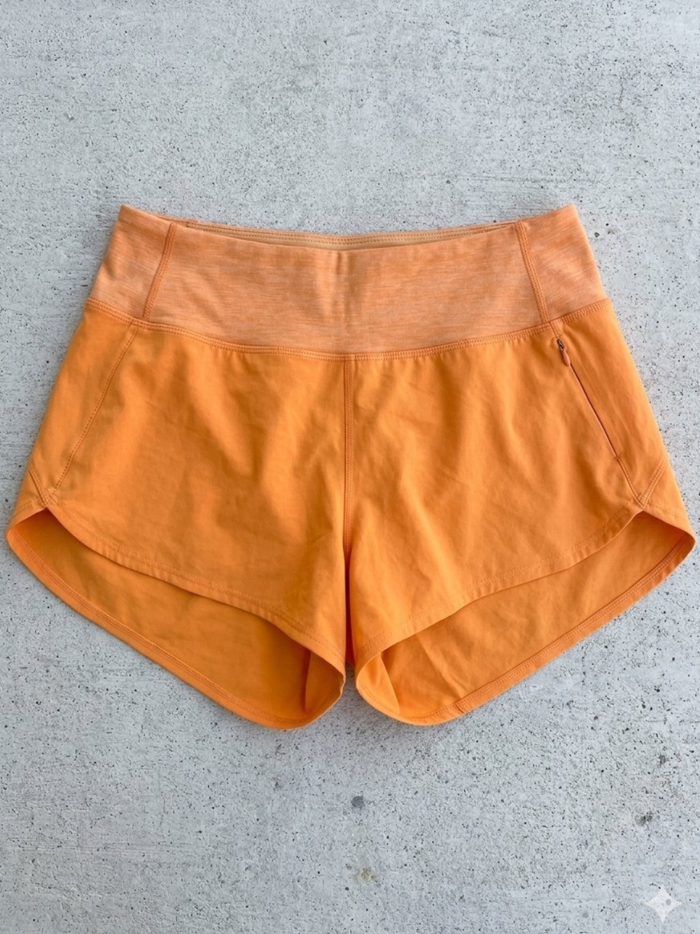 Outdoor Voices Hudson 2.5” Inseam Orange High-Rise Run Shorts with Zip Pocket